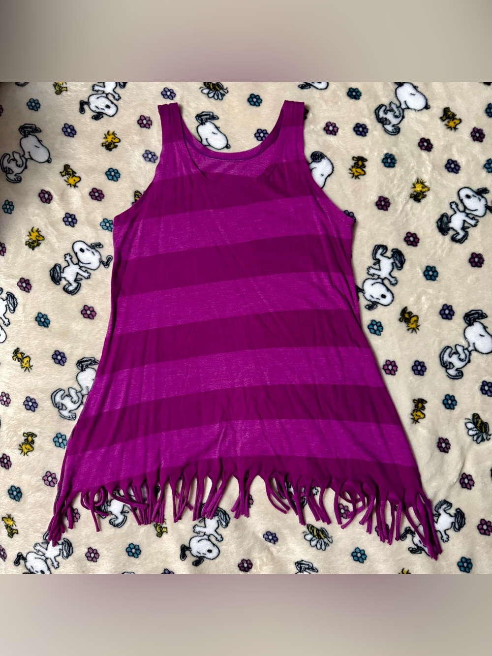 Striped and Fringed Purple Tank Top S